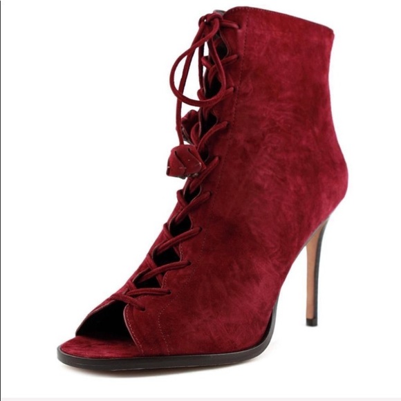 Coach Shoes - Coach Lena burgundy Suede Leather Sexy Fun Open Toe Ankle Boots Booties [size 7]